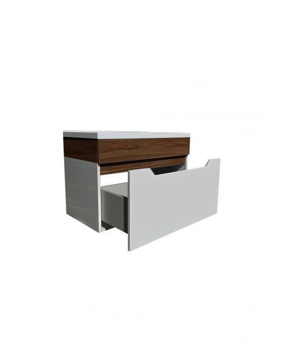 Тумба Colibri 70-А с умывальником Cosmo 70 подвесная французский орех с белым