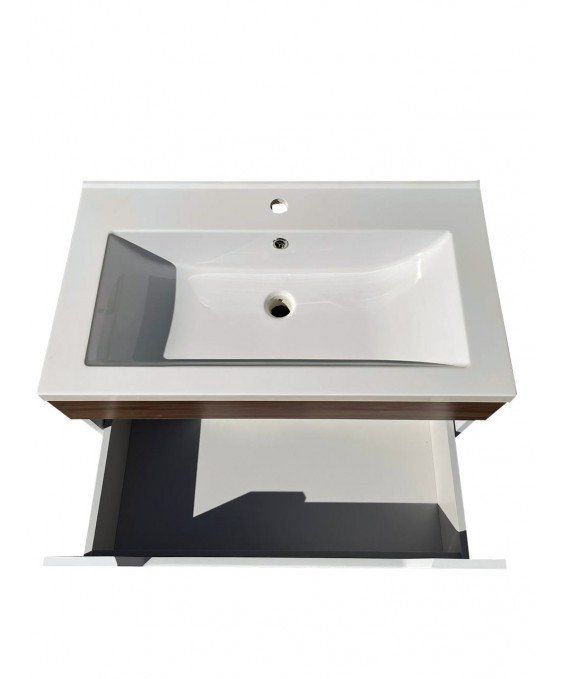 Тумба Colibri 80-А с умывальником Cosmo 80 подвесная французский орех с белым