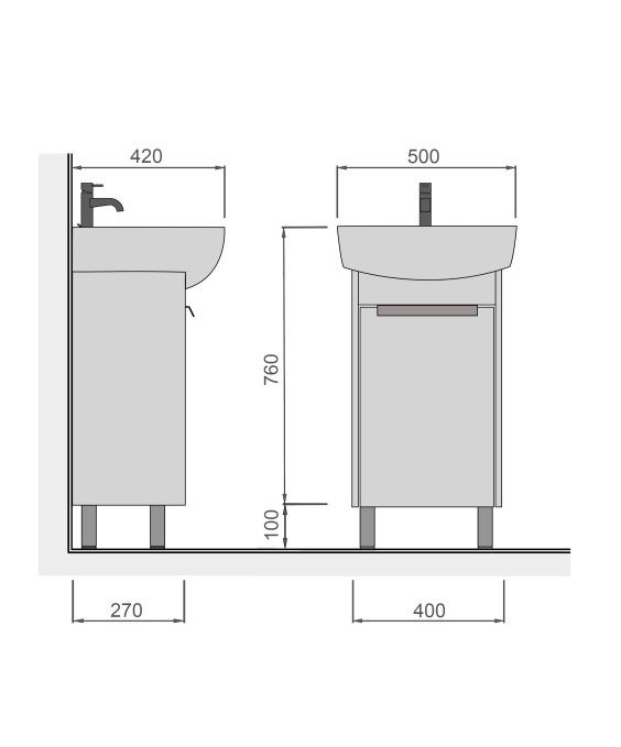 Тумба Dakota Craft 50 с умывальником Solo 50 дуб крафт
