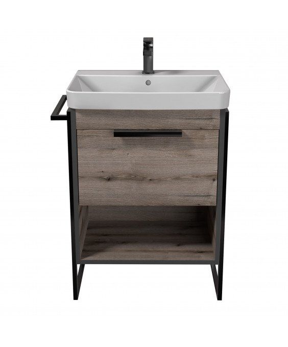 Тумба Denver 60-A з умивальником Vivace 60 Дуб Евок з опорами та рушникотримачем