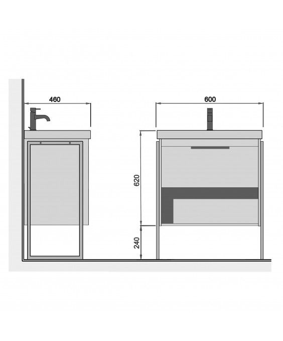 Тумба Denver 60-A з умивальником Vivace 60 Дуб Евок з опорами