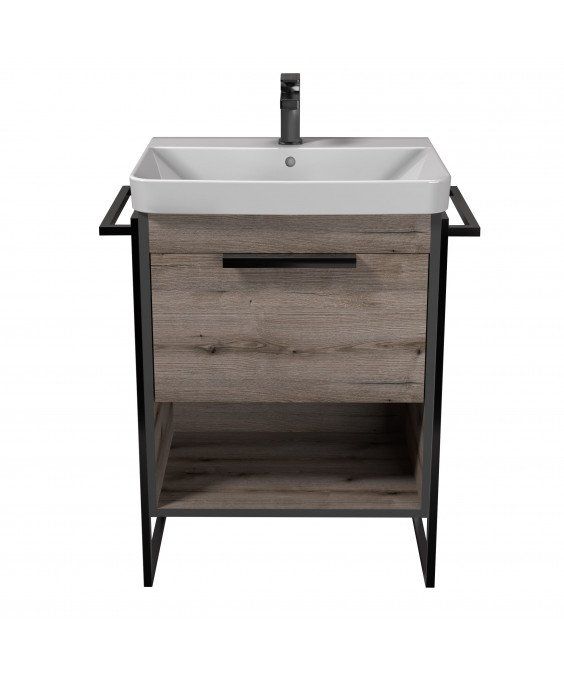 Тумба Denver 60-A с умывальником Vivace 60 Дуб Эвок с полотенцедержателями