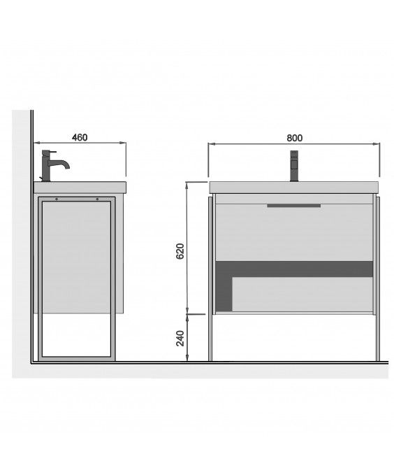 Тумба Denver 80-A з умивальником Vivace 80 Дуб Евок з опорами