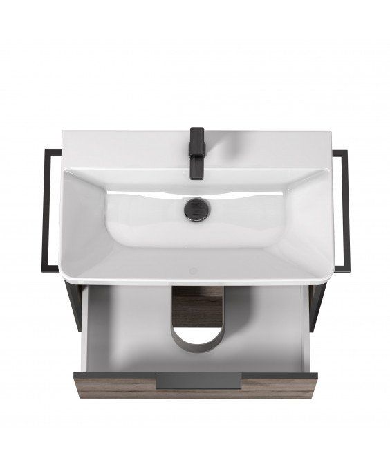 Тумба Denver 80-A с умывальником Vivace 80 Дуб Эвок с полотенцедержателями