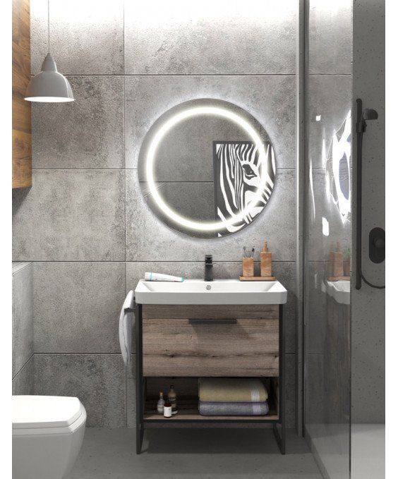 Тумба Denver 80-A с умывальником Vivace 80 Дуб Эвок с полотенцедержателями