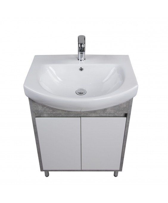 Тумба Oslo 60 Loft с умывальником Runa 60 белая/бетон