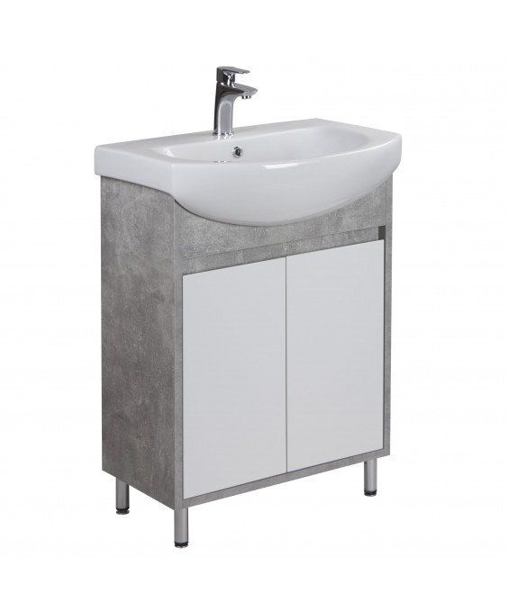 Тумба Oslo 60 Loft с умывальником Runa 60 белая/бетон