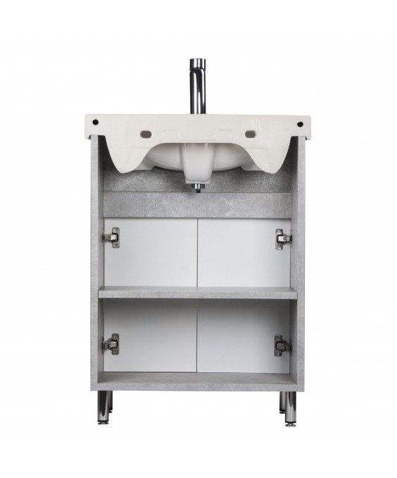 Тумба Oslo 60 Loft с умывальником Runa 60 белая/бетон