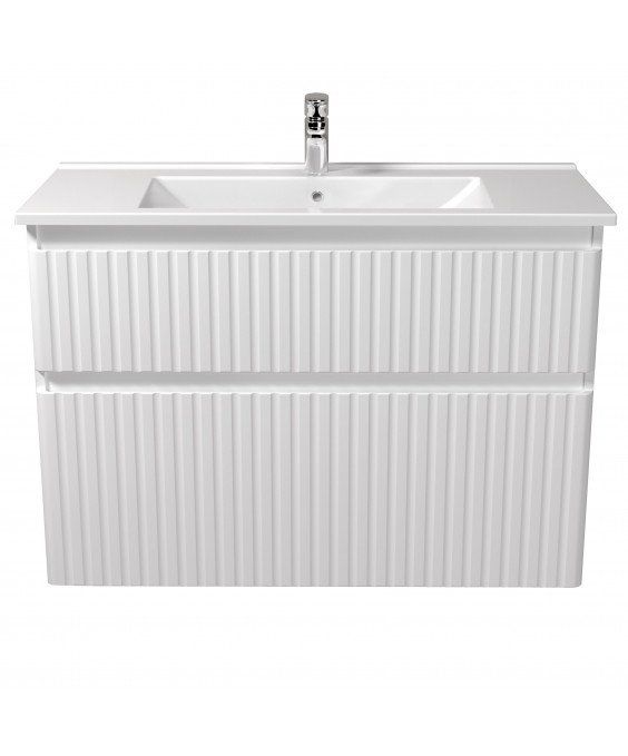 Тумба Fluffy 100-U з умивальником Su-100 біла