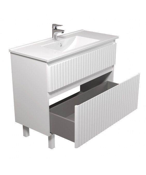 Тумба Fluffy 100-U з умивальником Su-100 біла