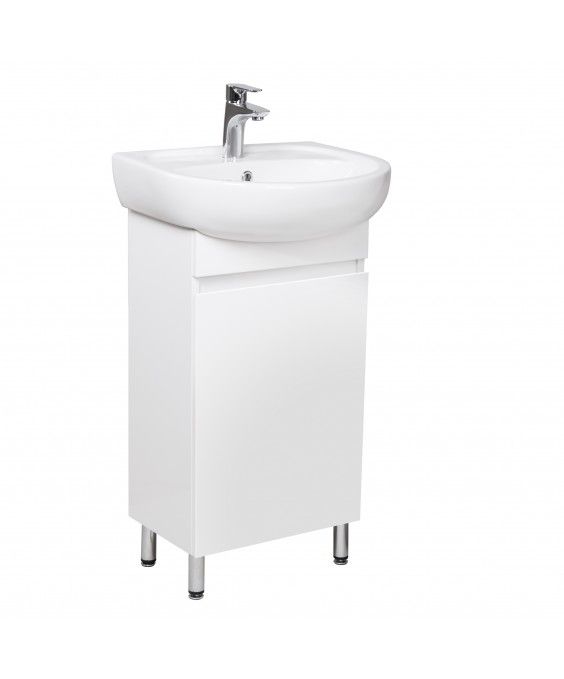Тумба Фокус 50 с умывальником Solo 50 белая