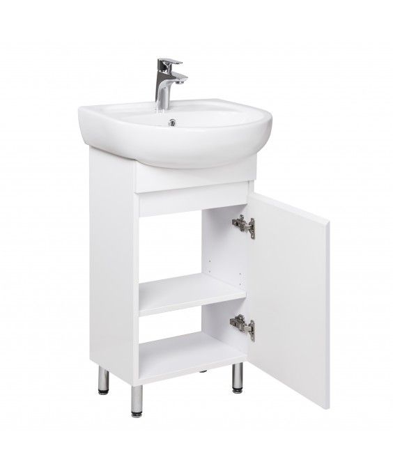 Тумба Фокус 50 с умывальником Solo 50 белая
