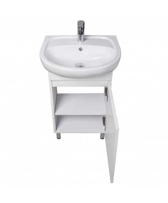Тумба Фокус 50 с умывальником Solo 50 белая