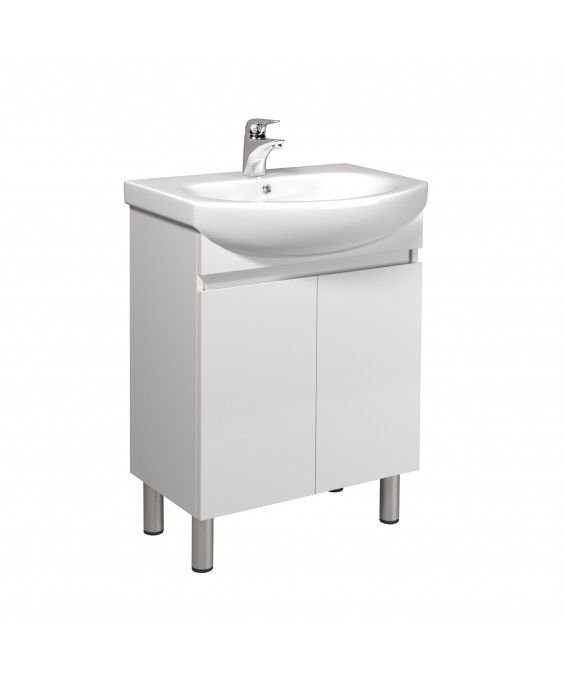 Тумба Фокус 60 с умывальником Runa 60 / Лотос 60 белая
