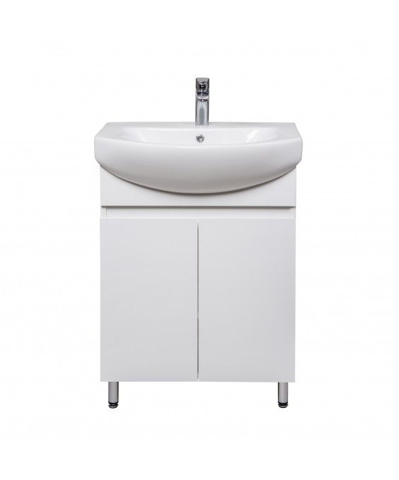 Тумба Фокус 60 с умывальником Runa 60 / Лотос 60 белая