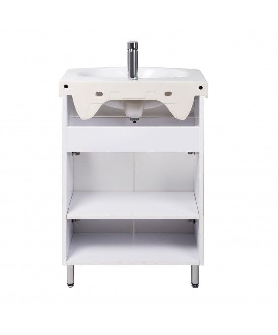Тумба Фокус 60 с умывальником Runa 60 / Лотос 60 белая