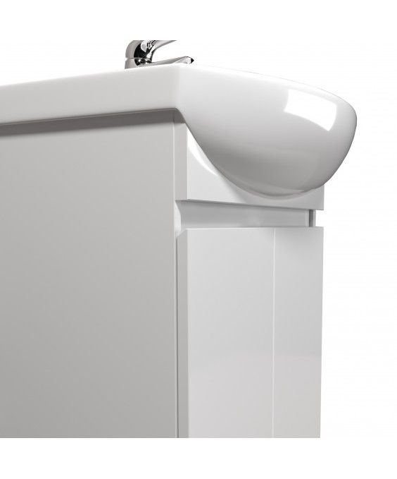 Тумба Фокус 60 с умывальником Runa 60 / Лотос 60 белая