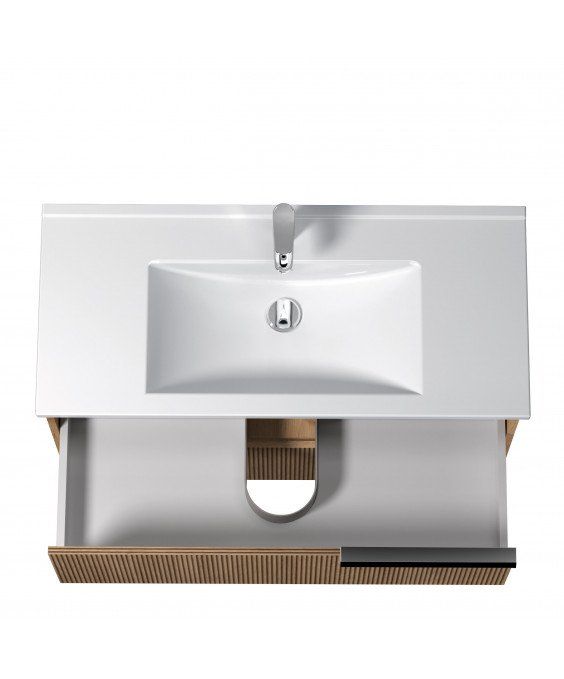 Тумба Grace 100-A с умывальником Su-100 дуб поджаренный