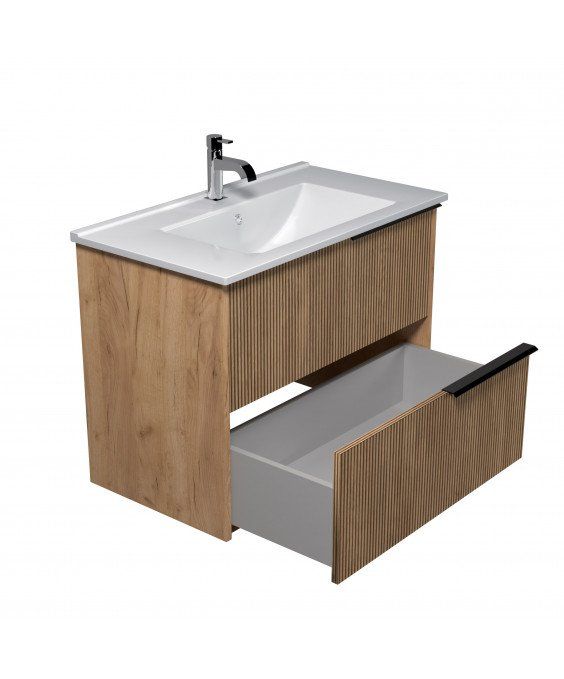 Тумба Grace 80-A с умывальником Su-80 дуб поджаренный