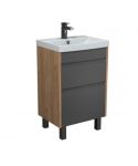 Тумба Jessy 50-U с умывальником Sempre 50 графит с деревом