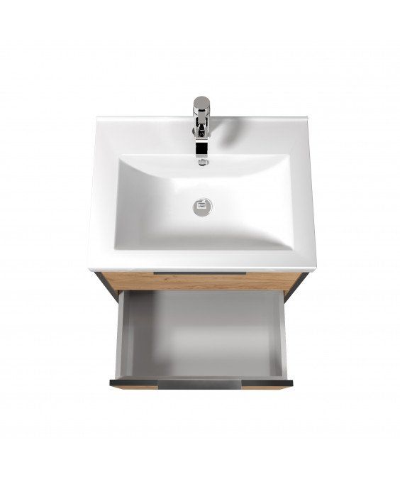 Тумба Line Craft 60 с умывальником Cosmo 60 дуб крафт