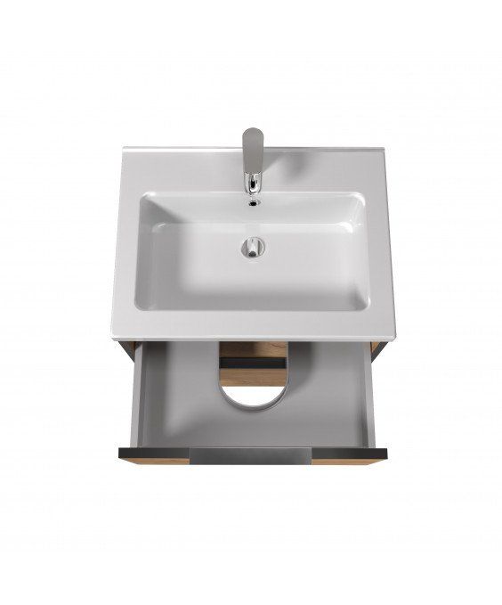 Тумба Line Craft 60 с умывальником Rodeo 60 дуб крафт/черная