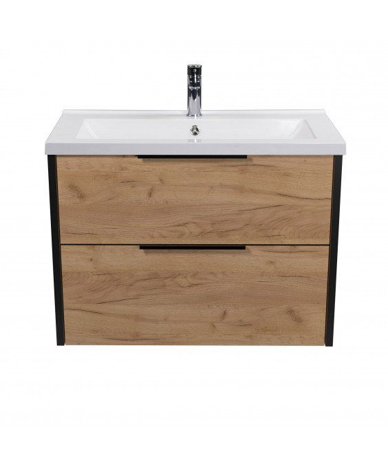 Тумба Line Craft 80 с умывальником Cosmo 80 дуб крафт