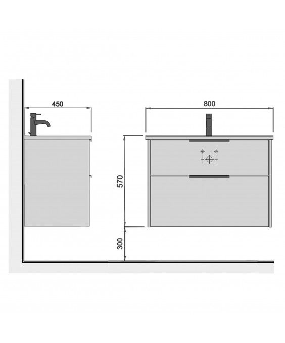 Тумба Line Craft 80 с умывальником Cosmo 80