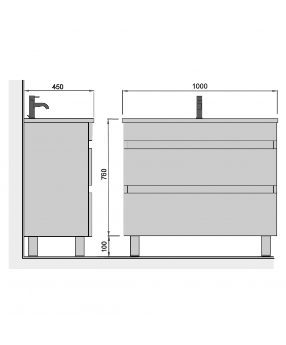 Тумба MoonShine 100 з  умивальником Cosmo 100 підлогова