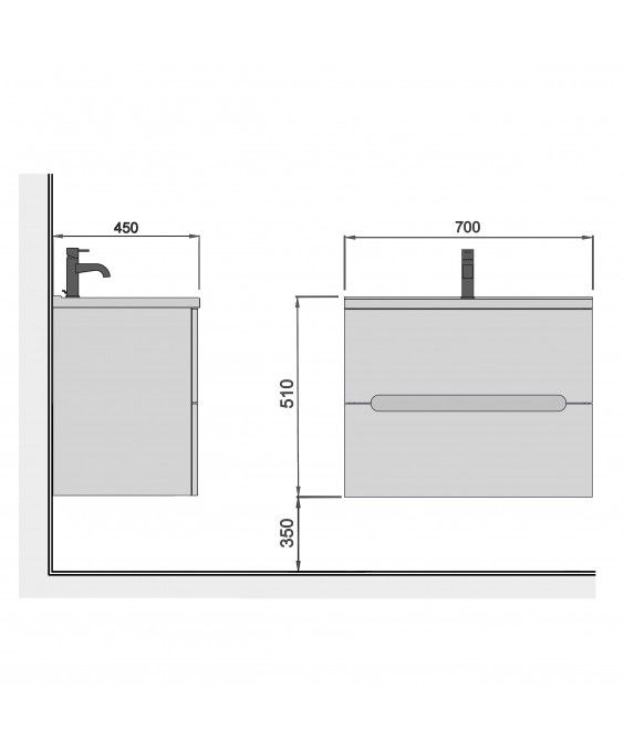Тумба Octavio 70-A з умивальником Cosmopolitan 70 біла