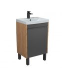 Тумба Olive 50-U с умывальником Sempre 50 графит с деревом