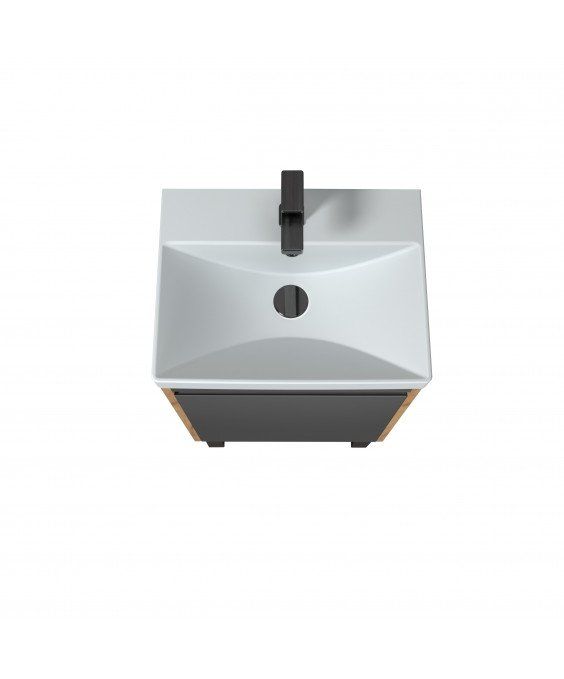 Тумба Olive 50-U с умывальником Sempre 50 графит с деревом