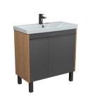 Тумба Olive 80-U с умывальником Sempre 80 графит с деревом