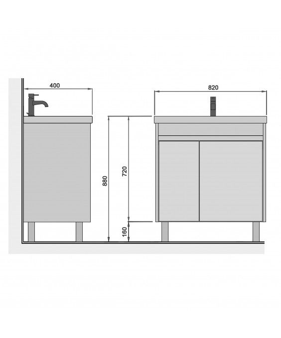 Тумба Olive 80-U с умывальником Sempre 80 графит с деревом