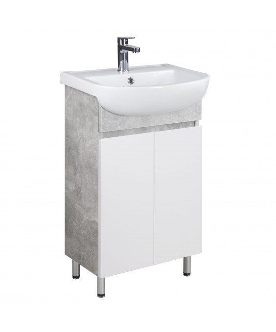 Тумба Oslo 50 Loft з умивальником Arteco 50 бетон-біла