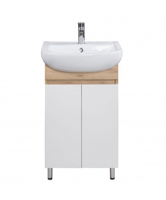 Тумба Oslo 50 Wood с умывальником Arteco 50 дуб крафт/белая