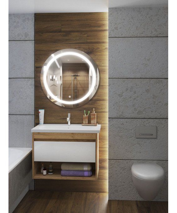 Тумба Oslo 50 Wood с умывальником Arteco 50 дуб крафт/белая