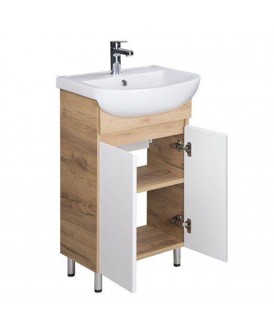 Тумба Oslo 50 Wood с умывальником Arteco 50 дуб крафт/белая
