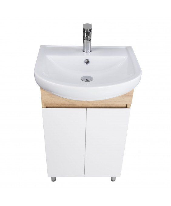 Тумба Oslo 50 Wood с умывальником Arteco 50 дуб крафт/белая