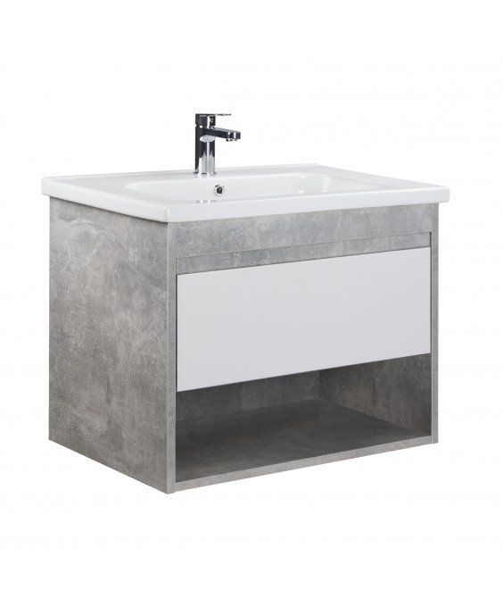 Тумба Oslo 70 Loft с умывальником Id-70 бетон/белая
