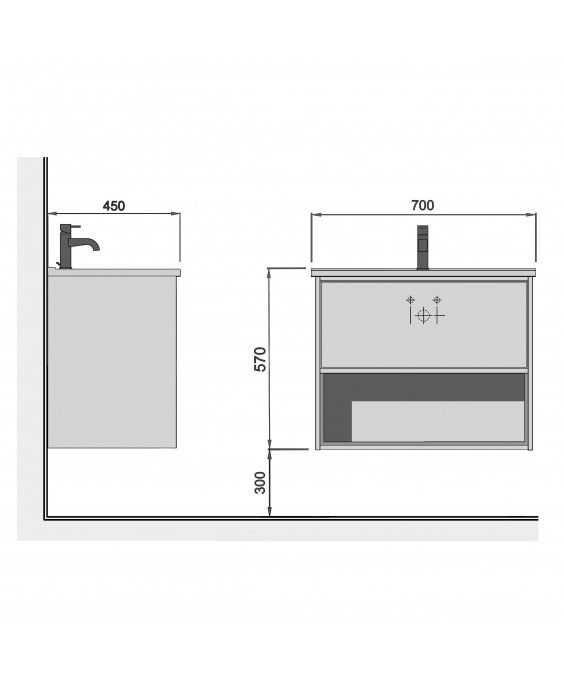 Тумба Oslo 70 Loft с умывальником Id-70 бетон/белая