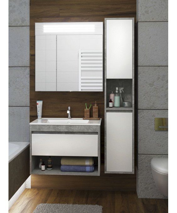 Тумба Oslo 70 Loft с умывальником Id-70 бетон/белая