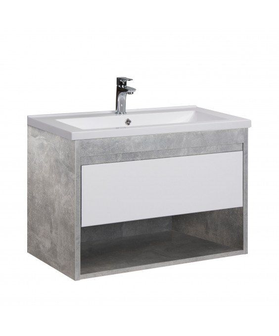 Тумба Oslo 80 Loft с умывальником Cosmo 80 бетон/белая