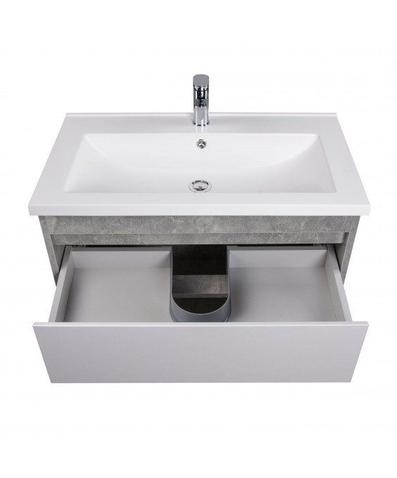 Тумба Oslo 80 Loft с умывальником Cosmo 80 бетон/белая