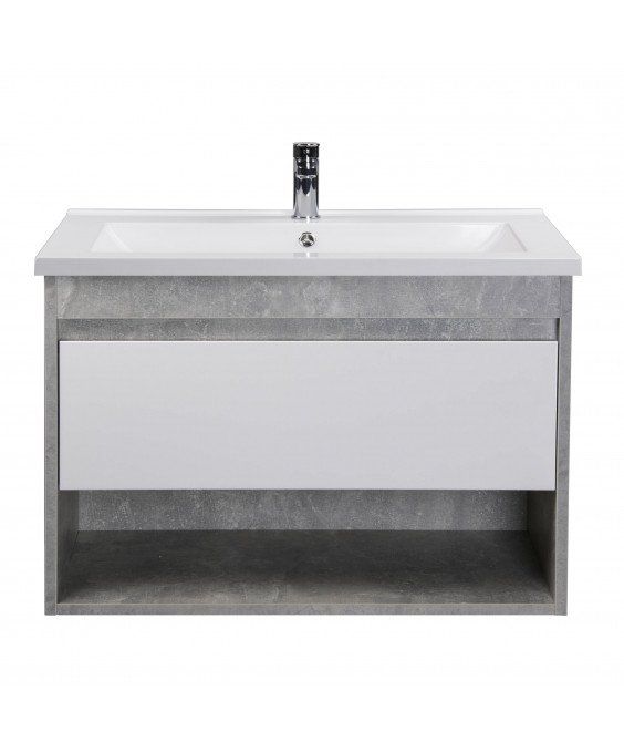 Тумба Oslo 80 Loft с умывальником Cosmo 80 бетон/белая