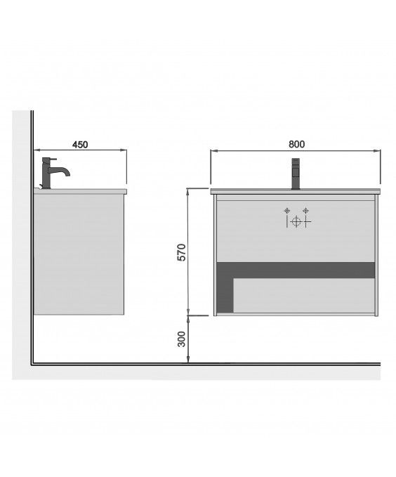 Тумба Oslo 80 Loft с умывальником Cosmo 80 бетон/белая