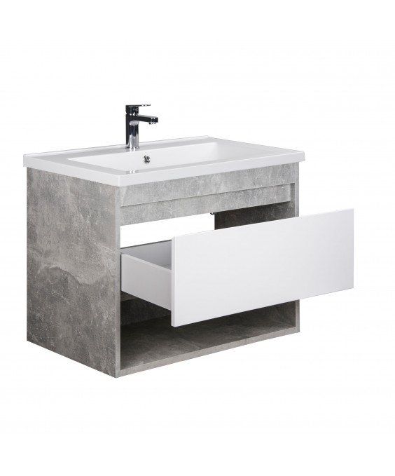 Тумба Oslo 80 Loft с умывальником Cosmo 80 бетон/белая