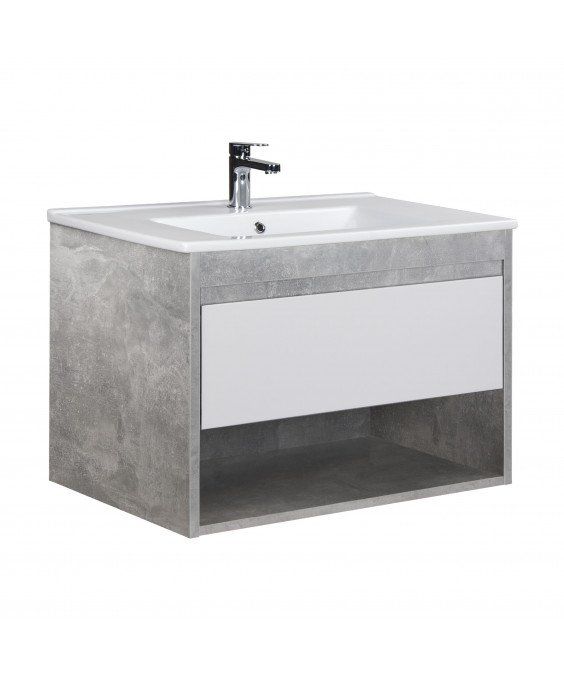 Тумба Oslo 80 Loft с умывальником Su-80 бетон/белая