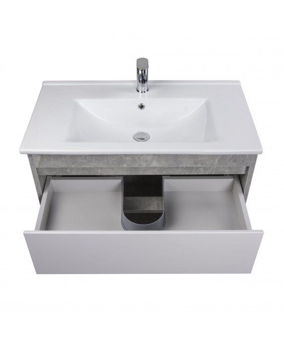 Тумба Oslo 80 Loft с умывальником Su-80 бетон/белая