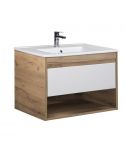 Тумба Oslo 80 Wood с умывальником SU-80 дуб крафт/белая